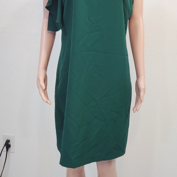Julia Jordan Hunter Green Feather Sleeve Size 16 Dress - Picture 3 of 10